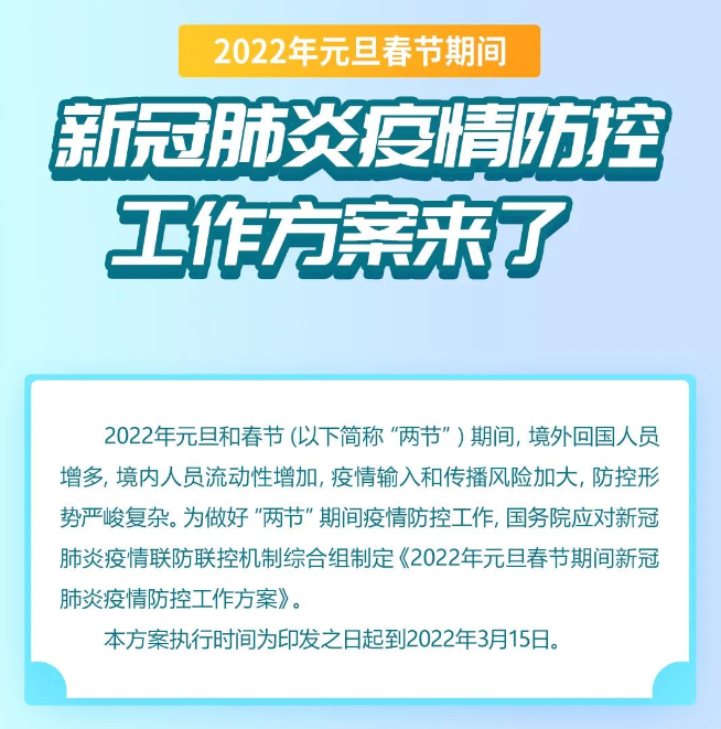 转--国务院关于2022年元旦春节期间疫情防控工作方案